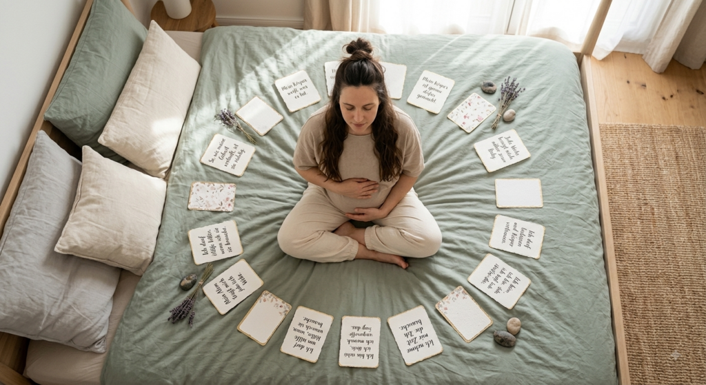 Positive Affirmationen Geburt: handgeschriebene Affirmationskarten